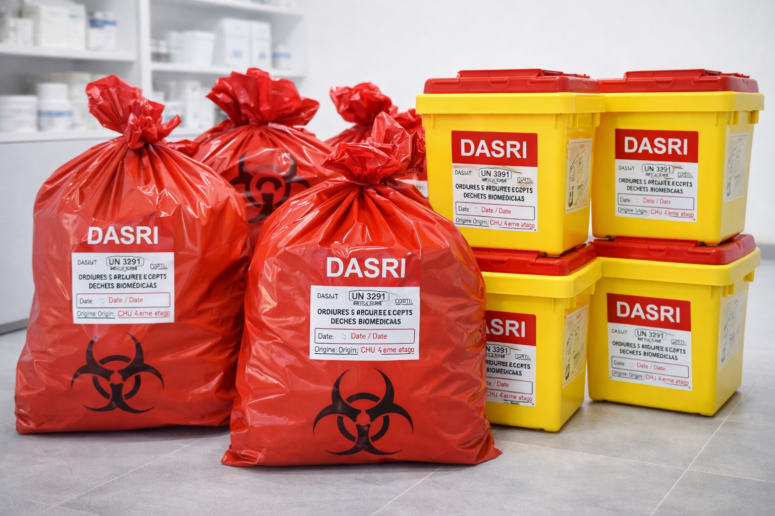 Contenants DASRI homologués UN 3291 pour traitement déchets à risques infectieux après décès
